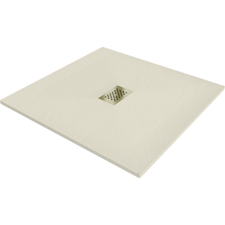 Mexen Hugo quadratische Duschwanne SMC 90 x 90 cm, beige, Abdeckung Gold - 42699090-G