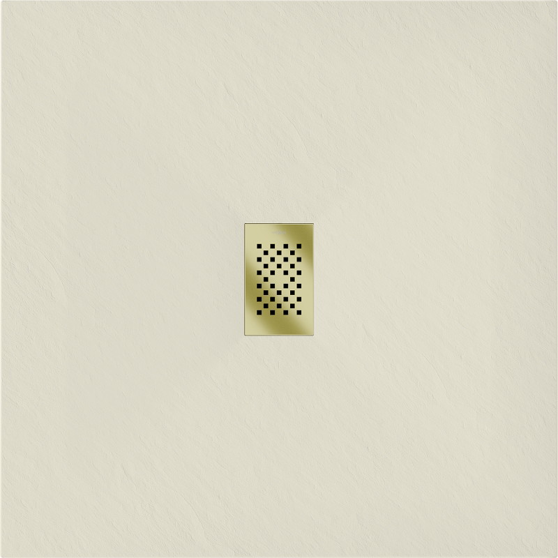 Mexen Hugo quadratische Duschwanne SMC 90 x 90 cm, beige, Abdeckung Gold - 42699090-G