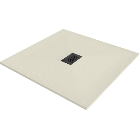 Mexen Hugo quadratische Duschwanne SMC 100 x 100 cm, beige, schwarze Abdeckung - 42691010-B