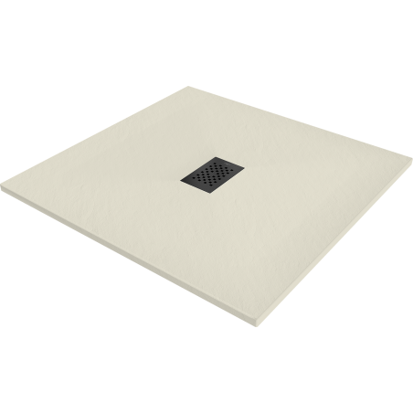 Mexen Hugo quadratische Duschwanne SMC 80 x 80 cm, beige, schwarze Abdeckung - 42698080-B
