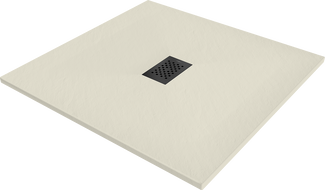 Mexen Hugo quadratische Duschwanne SMC 80 x 80 cm, beige, schwarze Abdeckung - 42698080-B