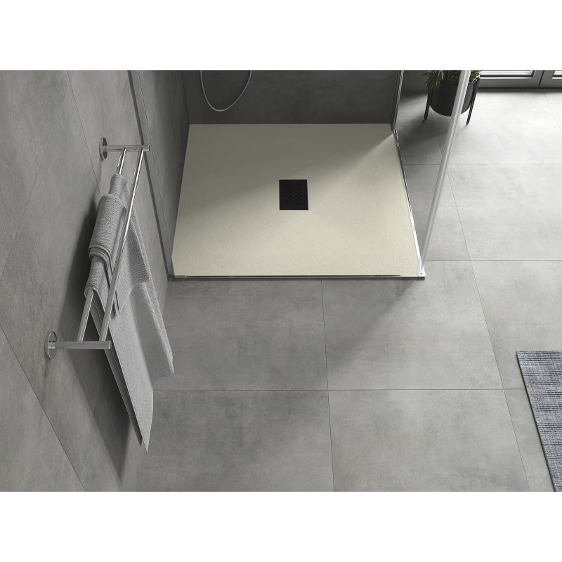 Mexen Hugo quadratische Duschwanne SMC 80 x 80 cm, beige, schwarze Abdeckung - 42698080-B