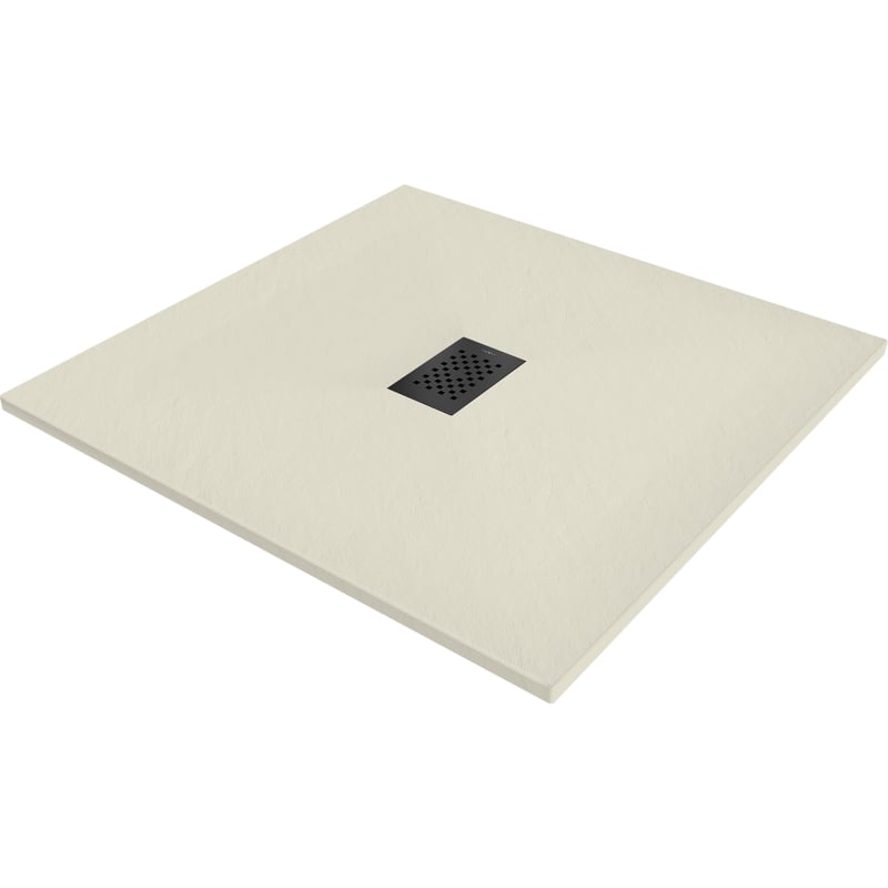 Mexen Hugo Quadratische Duschwanne SMC 90 x 90 cm, beige, schwarze Abdeckung - 42699090-B