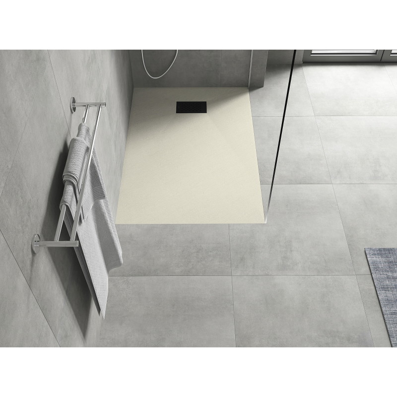 Mexen Hugo rechteckige Duschwanne SMC 120 x 70 cm, beige, schwarze Abdeckung - 42697012-B