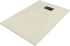 Mexen Hugo Rechteckige Duschwanne SMC 80 x 70 cm, beige, Abdeckung schwarz - 42697080-B