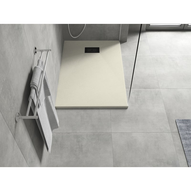 Mexen Hugo Rechteckige Duschwanne SMC 100 x 70 cm, beige, schwarze Abdeckung - 42697010-B