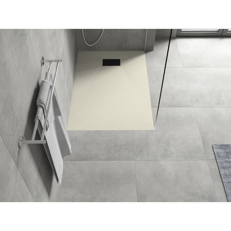 Mexen Hugo Rechteckige Duschwanne SMC 80 x 70 cm, beige, Abdeckung schwarz - 42697080-B