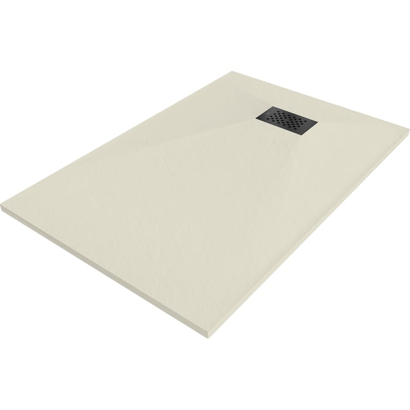 Mexen Hugo Rechteckige SMC-Duschwanne 90 x 80 cm, beige, schwarze Abdeckung - 42698090-B
