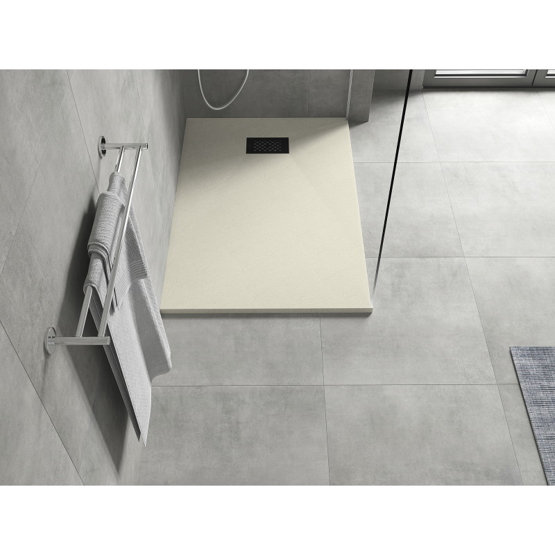 Mexen Hugo Rechteckige Duschwanne SMC 120 x 80 cm, beige, schwarze Abdeckung - 42698012-B