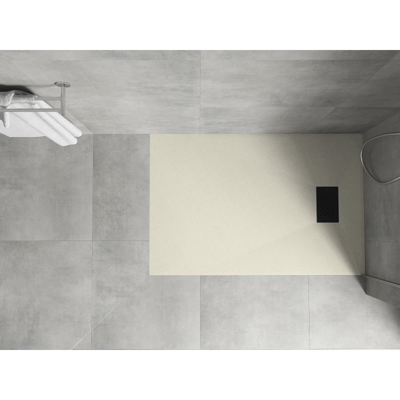 Mexen Hugo Rechteckige SMC-Duschwanne 90 x 80 cm, beige, schwarze Abdeckung - 42698090-B