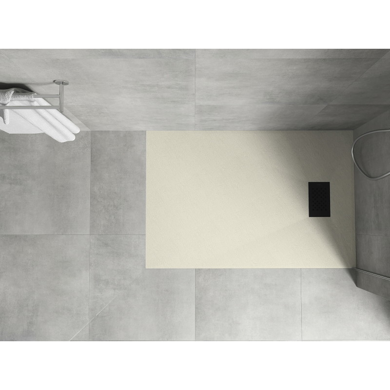Mexen Hugo Rechteckige Duschwanne SMC 120 x 90 cm, beige, schwarze Abdeckung - 42699012-B