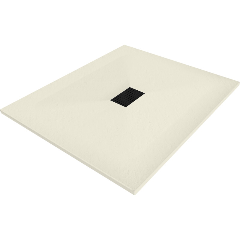 Mexen Hugo Rechteckige SMC-Duschwanne 120 x 100 cm, beige, mit schwarzer Abdeckung - 42691012-B