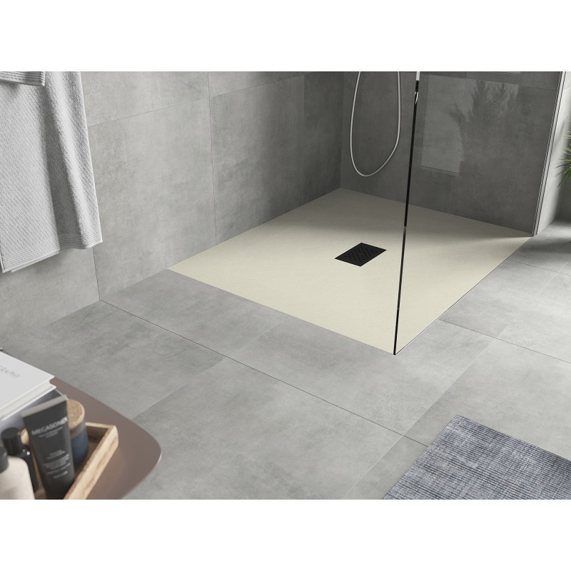 Mexen Hugo Rechteckige SMC-Duschwanne 120 x 100 cm, beige, mit schwarzer Abdeckung - 42691012-B