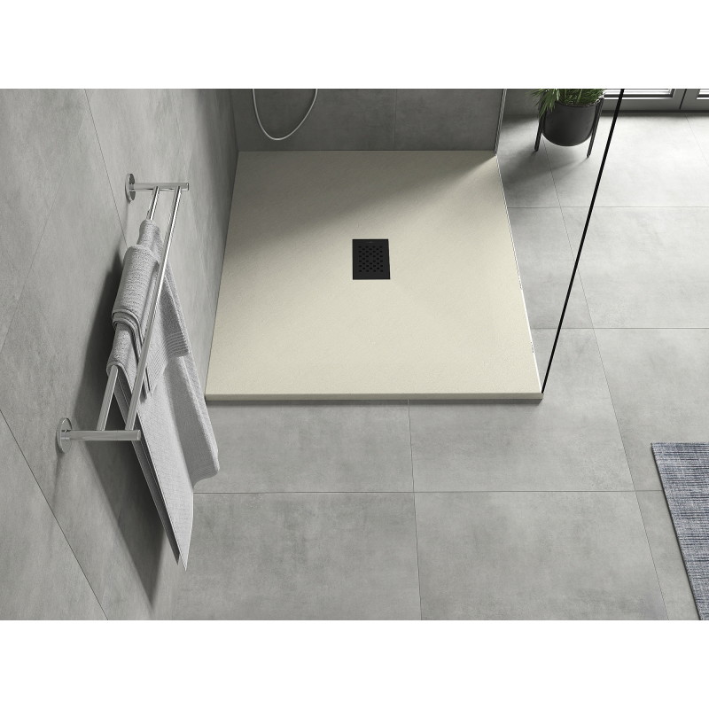 Mexen Hugo Rechteckige SMC-Duschwanne 120 x 100 cm, beige, mit schwarzer Abdeckung - 42691012-B