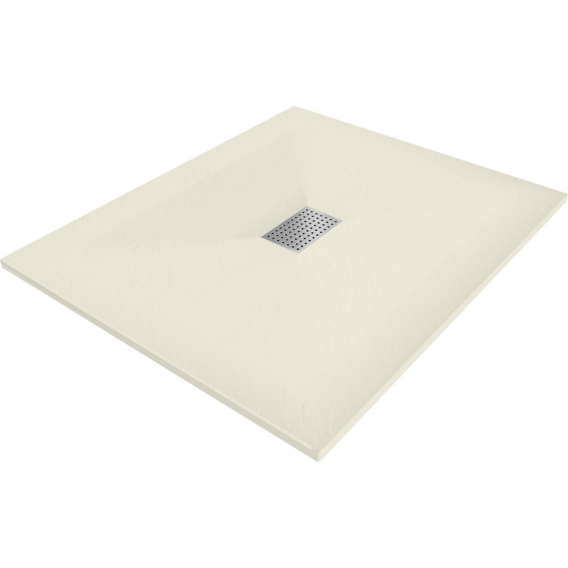Mexen Hugo rechteckige Duschwanne SMC 120 x 100 cm, beige, Inox-Abdeckung - 42691012-X