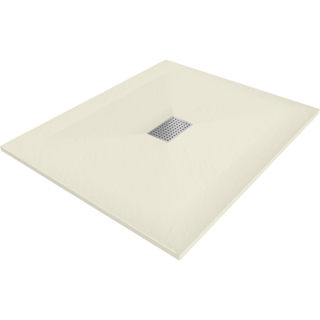 Mexen Hugo rechteckige Duschwanne SMC 120 x 100 cm, beige, Inox-Abdeckung - 42691012-X