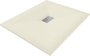 Mexen Hugo rechteckige Duschwanne SMC 120 x 100 cm, beige, Inox-Abdeckung - 42691012-X