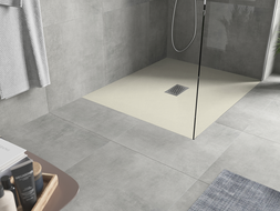 Mexen Hugo rechteckige Duschwanne SMC 120 x 100 cm, beige, Inox-Abdeckung - 42691012-X