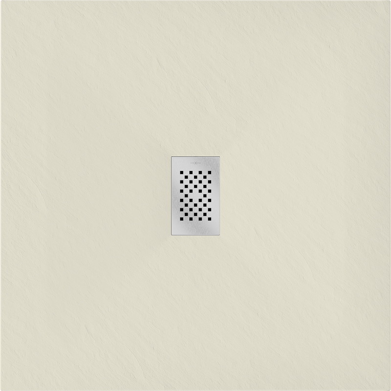 Mexen Hugo Quadratische Duschwanne SMC 80 x 80 cm, beige, Abdeckung Inox - 42698080-X