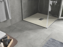 Mexen Hugo Quadratische Duschwanne SMC 80 x 80 cm, beige, Abdeckung Inox - 42698080-X