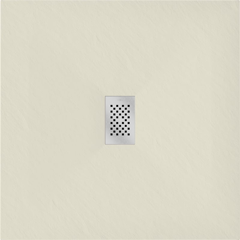Mexen Hugo quadratische Duschwanne SMC 90 x 90 cm, beige, Abdeckung aus Inox - 42699090-X