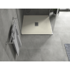 Mexen Hugo quadratische Duschwanne SMC 90 x 90 cm, beige, Abdeckung aus Inox - 42699090-X
