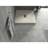 Mexen Hugo quadratische Duschwanne SMC 90 x 90 cm, beige, Abdeckung aus Inox - 42699090-X