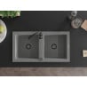 Mexen Mario 2-Kammer Granitspüle mit Küchenarmatur Telma, grau - 6504-71-670200-70-B
