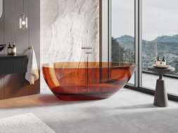 Mexen Glass Erde freistehende Badewanne transparent 170 x 85 cm, Chromabfluss - 58061708505