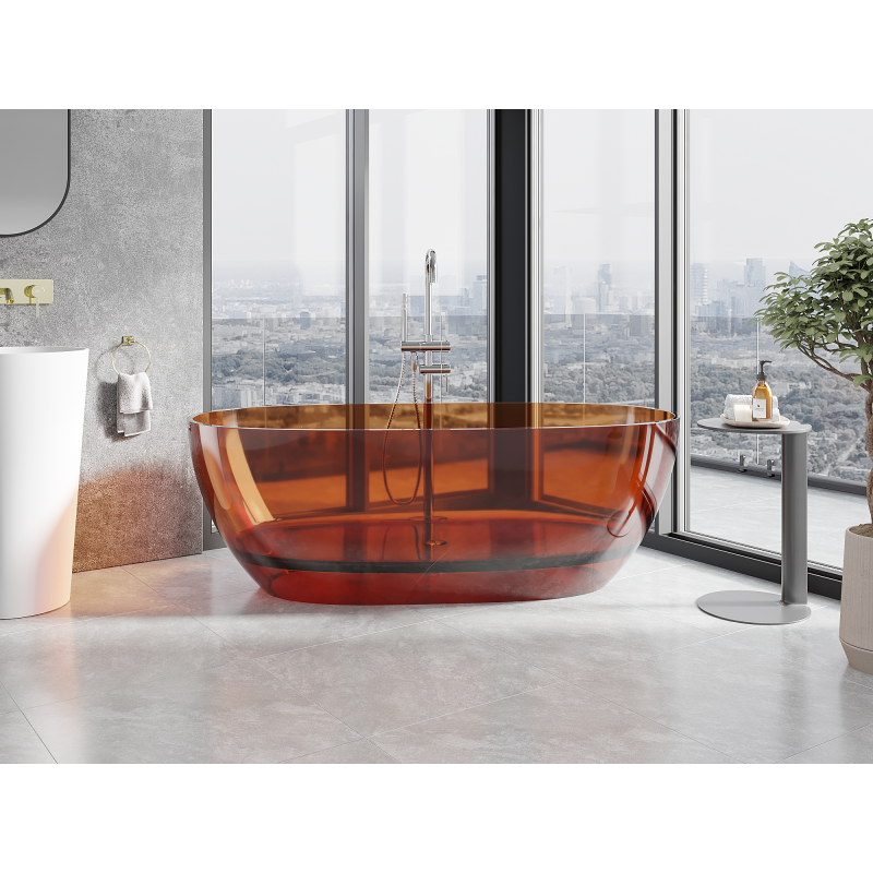 Mexen Pure earth freistehende transparente Wanne 170 x 80 cm, Chromverschluss - 58071708005