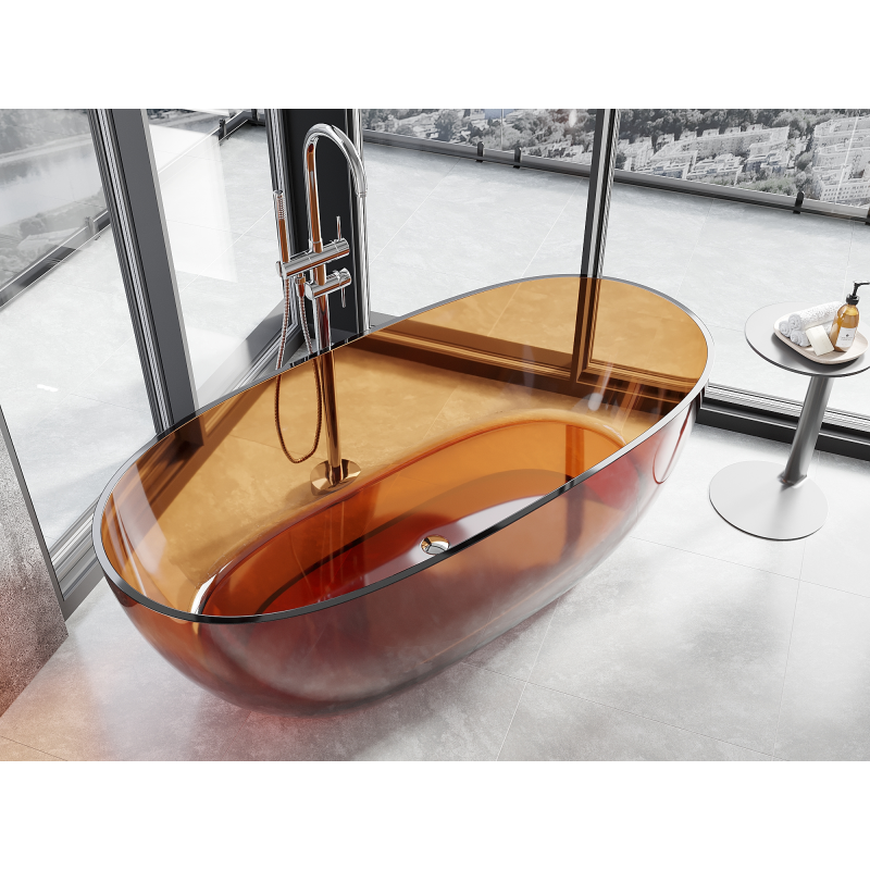 Mexen Pure earth freistehende transparente Wanne 170 x 80 cm, Chromverschluss - 58071708005