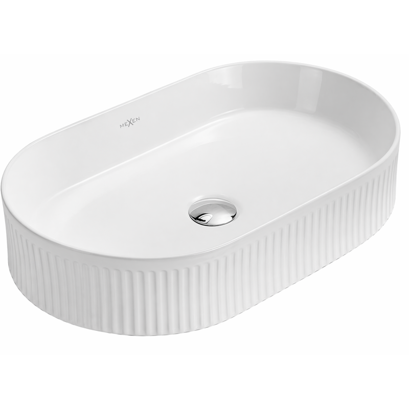 Mexen Grovo Aufsatzwaschbecken gerillt 57 x 36 cm, weiß - 22305700