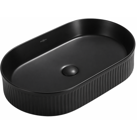 Mexen Grovo Aufsatzwaschbecken geriffelt 49 x 31 cm, schwarz matt - 22304985