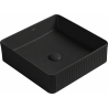 Mexen Grovo Waschbecken Aufsatzwaschbecken gerillt 37 x 37 cm, schwarz matt - 22303785