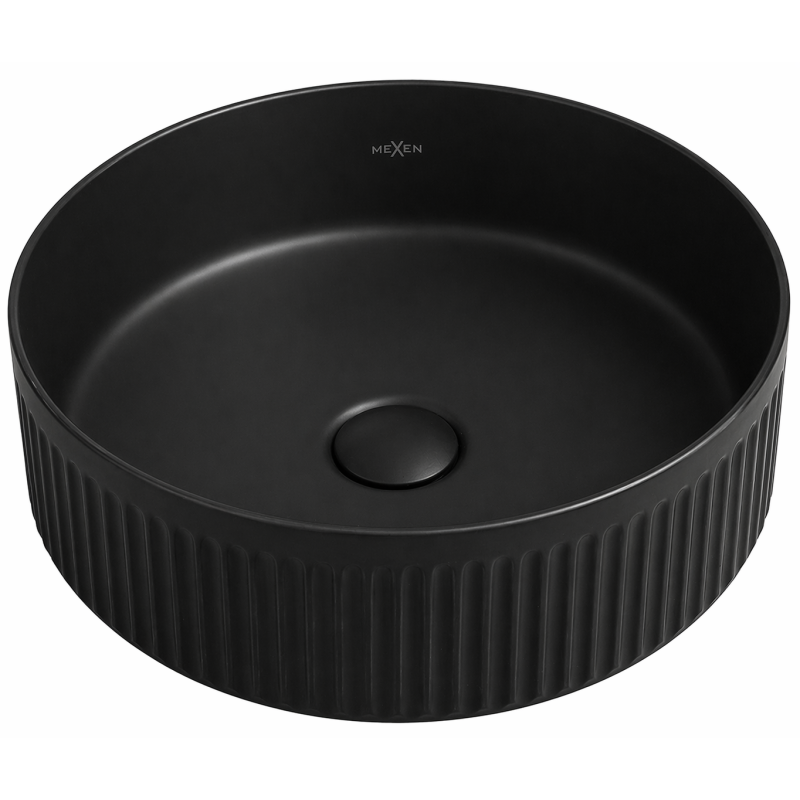 Mexen Grovo Aufsatzwaschbecken geriffelt 39 x 39 cm, schwarz matt - 22303985
