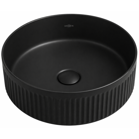 Mexen Grovo Aufsatzwaschbecken geriffelt 39 x 39 cm, schwarz matt - 22303985