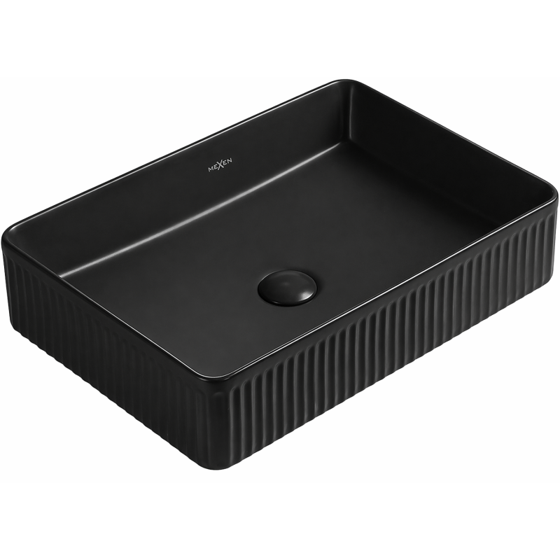 Mexen Grovo Aufsatzwaschbecken gerillt 51 x 37 cm, schwarz matt - 22305185