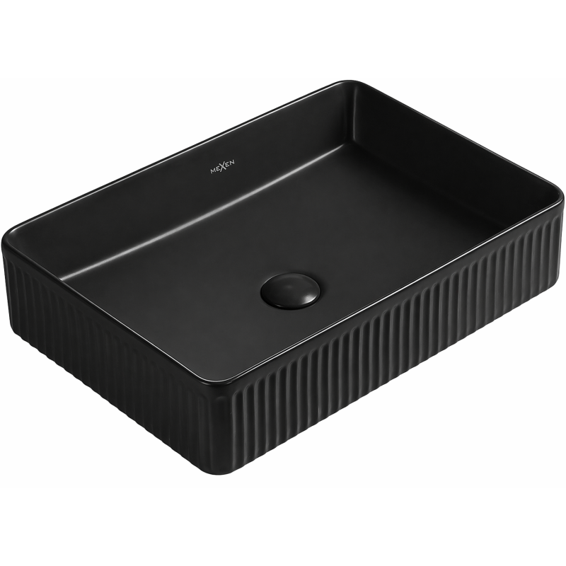 Mexen Grovo Aufsatzwaschbecken geriffelt 50 x 34 cm, schwarz matt - 22305085