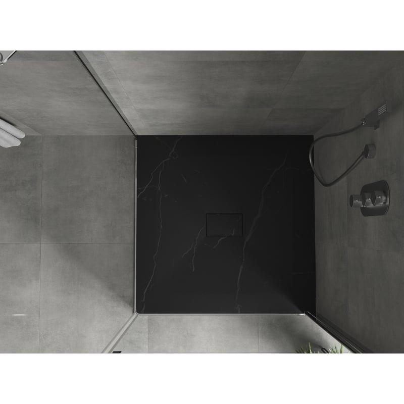 Mexen Hugo Quadratische Duschtasse SMC 100 x 100 cm, schwarzer Stein - 42751010