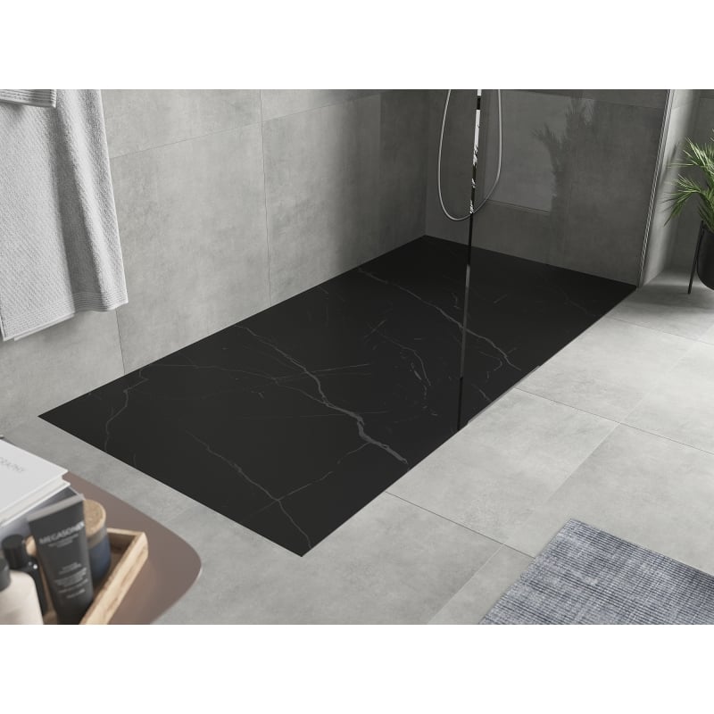 Mexen Hugo Rechteckige Duschwanne SMC 180 x 80 cm, schwarzer Stein - 42758018