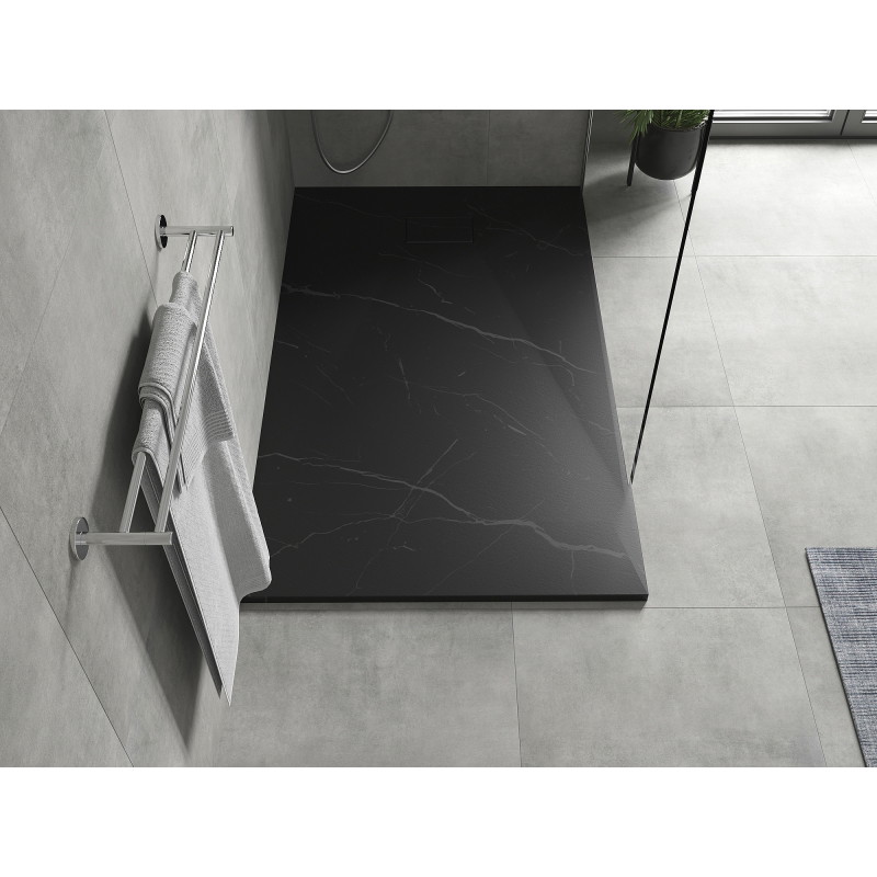 Mexen Hugo rechteckige Duschwanne SMC 140 x 90 cm, schwarzer Stein - 42759014
