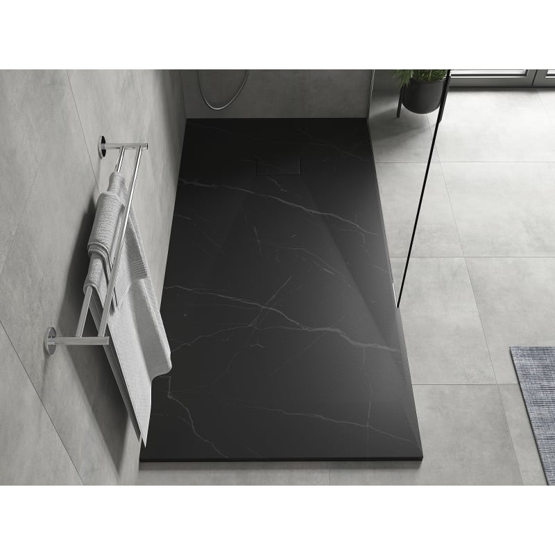 Mexen Hugo rechteckige Duschwanne SMC 170 x 90 cm, schwarzer Stein - 42759017