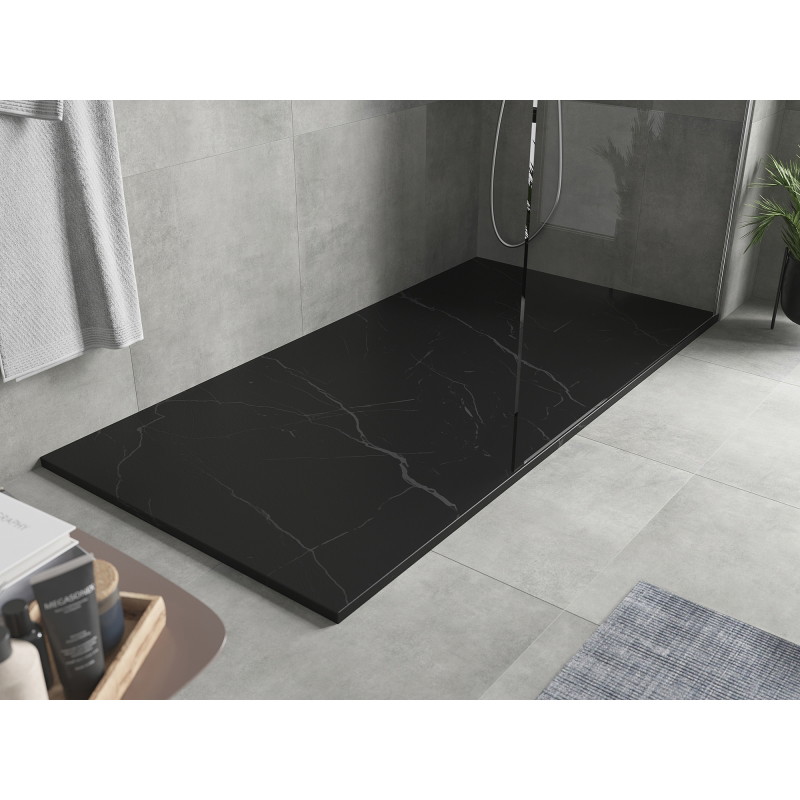 Mexen Hugo rechteckige Duschwanne SMC 170 x 90 cm, schwarzer Stein - 42759017