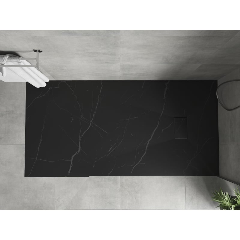 Mexen Hugo Rechteckige Duschwanne SMC 180 x 90 cm, schwarzer Stein - 42759018