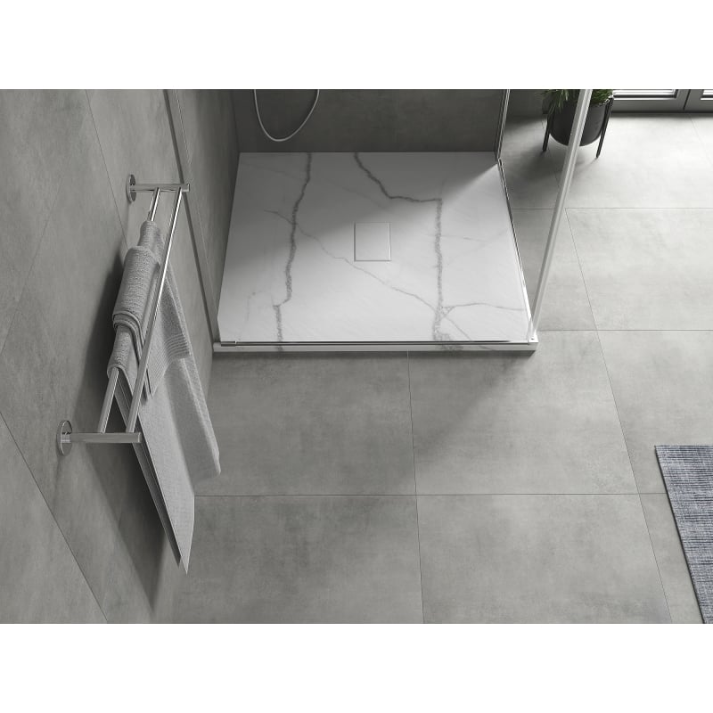 Mexen Hugo quadratische Duschwanne SMC 100 x 100 cm, weißer Stein - 42151010