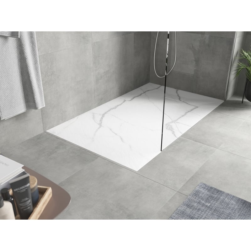 Mexen Hugo Rechteckige Duschwanne SMC 140 x 70 cm, Weißer Stein - 42157014