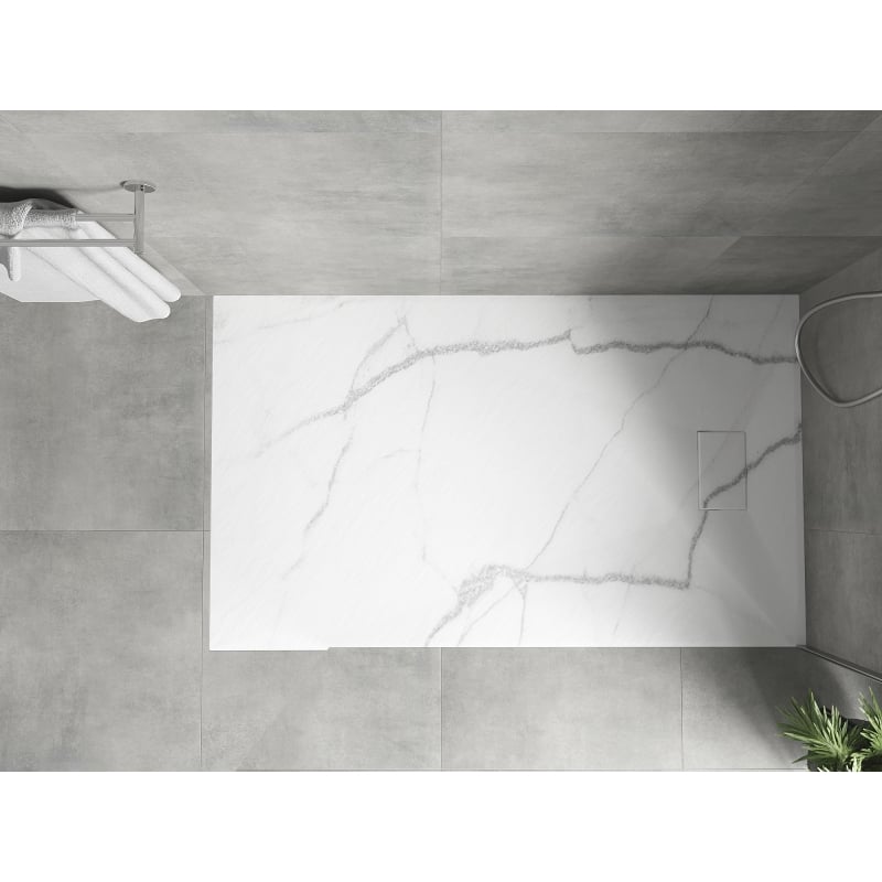 Mexen Hugo Rechteckige Duschwanne SMC 140 x 70 cm, Weißer Stein - 42157014