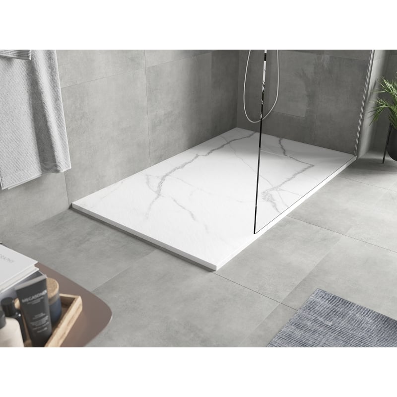 Mexen Hugo rechteckige Duschwanne SMC 160 x 90 cm, weißer Stein - 42159016