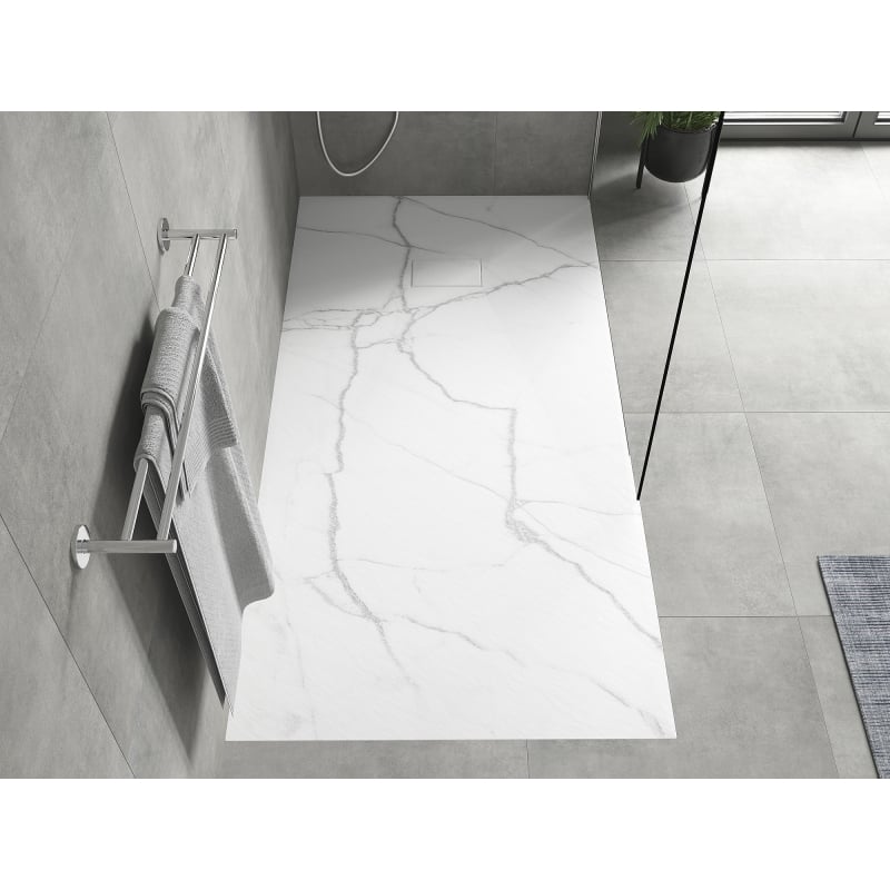 Mexen Hugo Rechteckige Duschwanne SMC 180 x 80 cm, Weißer Stein - 42158018