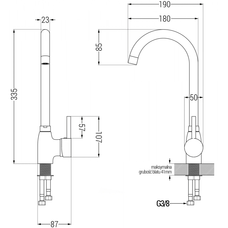 Mexen Milo Granitspüle 1-beckig mit Küchenarmatur Telma, beige - 6505-69-670200-50